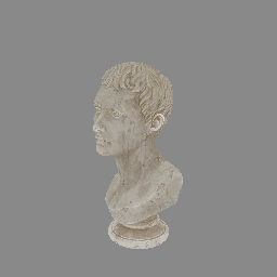 a loaded GLTF file, a marble bust, unlit