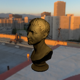 image of a marble bust lit by a single point light