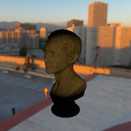 image of a marble bust lit by a single spot light